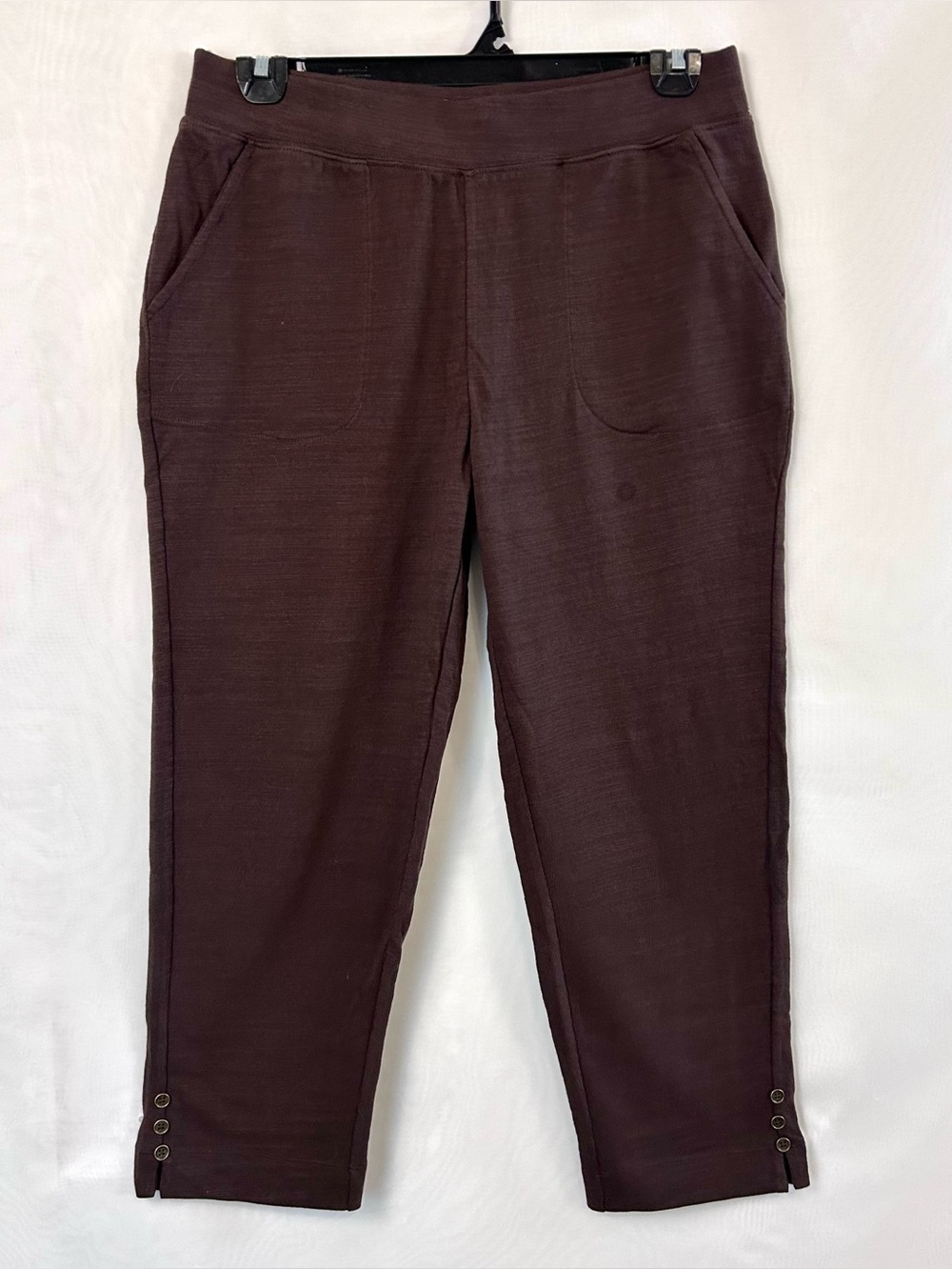 New QVC Denim & Co. Reg Textured Cotton Straight Leg Crop Pants / Medium